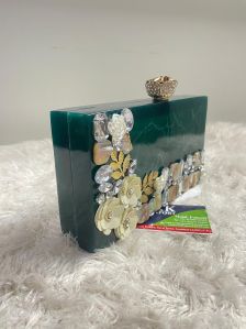 Handmade Green Resin Clutch Bag