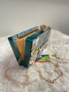 Handmade Green Resin Clutch Bag
