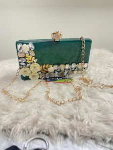 Handmade Green Resin Clutch Bag
