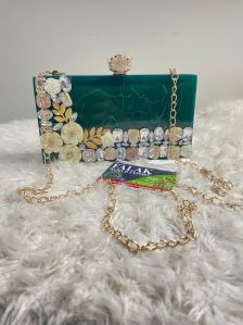 Handmade Green Resin Clutch Bag