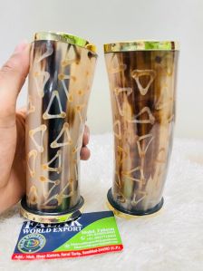 Viking Drinking Horn Glass With Brass Rim