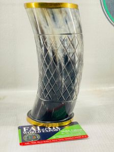 Viking Drinking Horn Glass With Brass Rim
