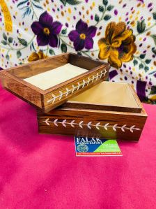 Rectangular Brown Wooden Jewellery Box
