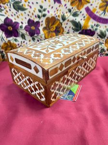 Rectangular Brown Wooden Jewellery Box