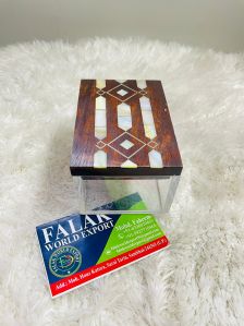 Glass Jewellery Box with Wooden Lid