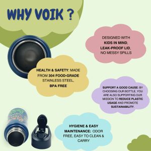 Voik Kiddo Live Stainless Steel Sipper Water Bottle 500ml