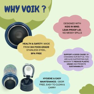 Voik Kiddo Live Stainless Steel Flip Cap Water Bottle 500ml