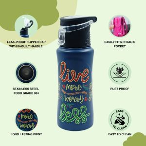 Voik Kiddo Live Stainless Steel Flip Cap Water Bottle 500ml