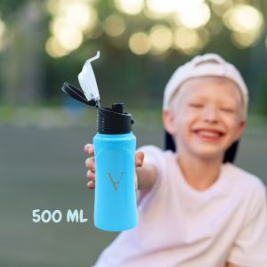 Voik 500ml Stainless Steel Kiddo Aqua Flip Cap Water Bottle