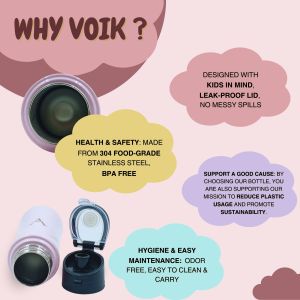 Voik Kiddo Pink Flip Cap Water Bottle 500ml