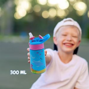 Voik Sippy Fish Stainless Steel Water Bottle with Straw
