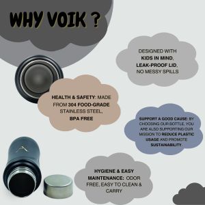 Voik Kiddo Black Screw Water Bottle 500ml