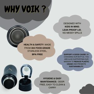 Voik Kiddo Black Flipper Water Bottle 500ml