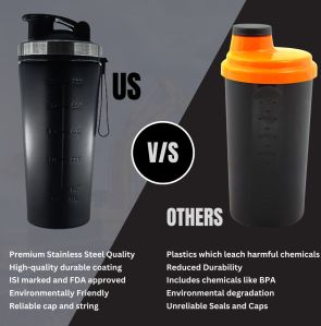 Voik Premium 800ml Gym Shaker Bottle Black