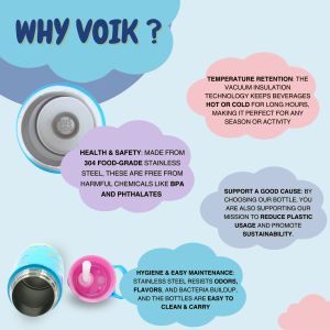 Voik Sippy Fish Stainless Steel Water Bottle with Straw