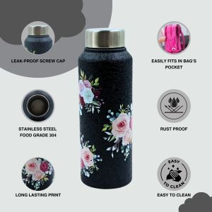 Voik Uniqo Flora Stainless Steel Screw Water Bottle 750ml