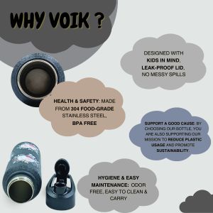 Voik Uniqo Flora Stainless Steel Sipper Water Bottle 750ml