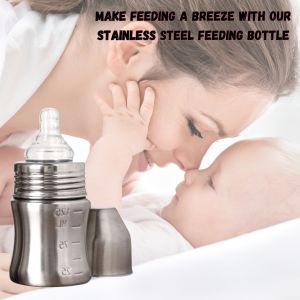 Voik Vega Wide Stainless Steel Baby Feeding Bottle 140ml