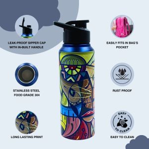 Voik Uniqo Arabic Stainless Steel Sipper Water Bottle 750ml