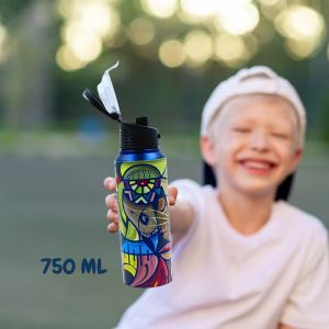 Voik Uniqo Arabic Stainless Steel Flip Cap Water Bottle 750ml