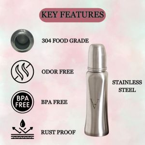 Voik Vega Cube Stainless Steel Baby Feeding Bottle 240ml