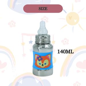 Voik Vega Silicone Sleeve Blue Cat Print Baby Feeding Bottle 140ml