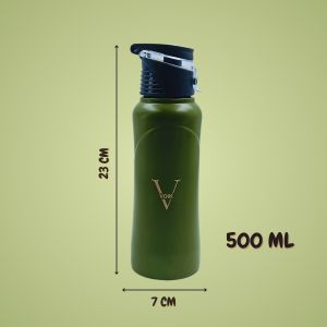 Voik Curve Matte Green Stainless Steel Water Bottle 500ml
