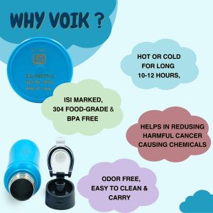 Voik Curve Matte Blue Stainless Steel Water Bottle 500ml
