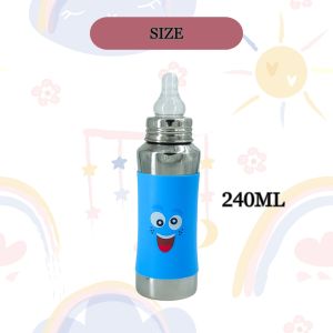 Voik Vega Silicone Sleeve Blue Smile Print Baby Feeding Bottle 240ml