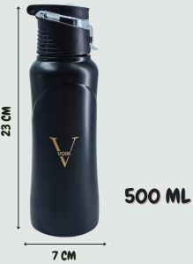 Voik Curve Matte Black Stainless Steel Water Bottle 500ml