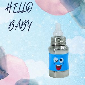 Voik Vega Silicone Sleeve Blue Smile Print Baby Feeding Bottle 140ml