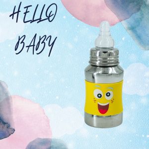 Voik Vega Silicone Sleeve Yellow Smile Print Baby Feeding Bottle 140ml