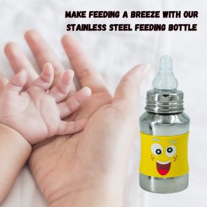 Voik Vega Silicone Sleeve Yellow Smile Print Baby Feeding Bottle 140ml
