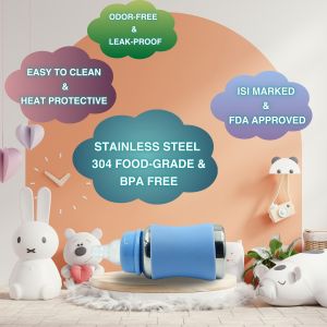 Voik Vega Joy Blue Stainless Steel Baby Feeding Bottle 140ml