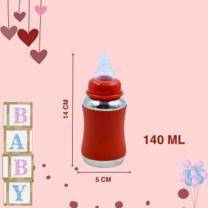 Voik Vega Joy Red Stainless Steel Baby Feeding Bottle 140ml