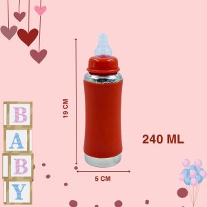 Voik Vega Joy Red Stainless Steel Baby Feeding Bottle 240ml