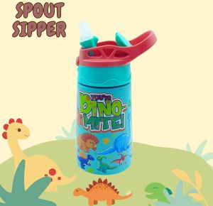 Voik Sippy Dino Mite Stainless Steel Water Bottle with Straw