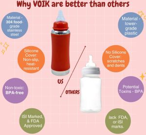 Voik Vega Joy Red Stainless Steel Baby Feeding Bottle 240ml