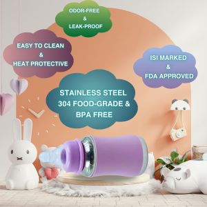 Voik Vega Joy Purple Stainless Steel Baby Feeding Bottle 140ml
