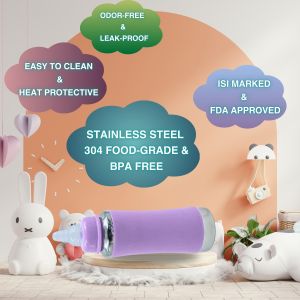 Voik Vega Joy Purple Stainless Steel Baby Feeding Bottle 240ml