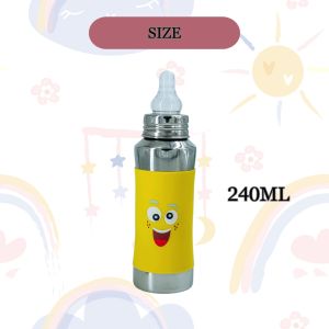 Voik Vega Silicone Sleeve Yellow Smile Print Baby Feeding Bottle 240ml