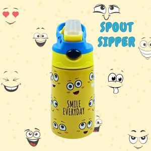 Voik Sippy Smile Stainless Steel Water Bottle with Straw