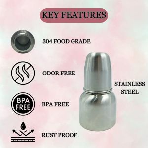 Voik Vega Round Stainless Steel Baby Feeding Bottle 80ml
