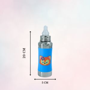 Voik Vega Silicone Sleeve Blue Cat Print Baby Feeding Bottle 240ml