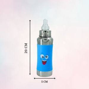 Voik Vega Silicone Sleeve Blue Smile Print Baby Feeding Bottle 240ml