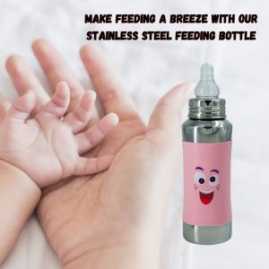 Voik Vega Silicone Sleeve Pink Smile Print Baby Feeding Bottle 240ml