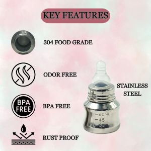 Voik Vega Stainless Steel Baby Feeding Bottle 80ml