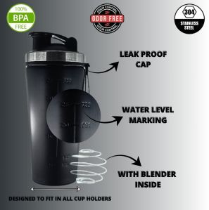 Voik Premium 800ml Gym Shaker Bottle Black
