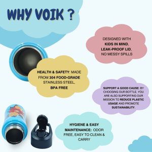 Voik Kiddo Flora Stainless Steel Sipper Water Bottle 500ml