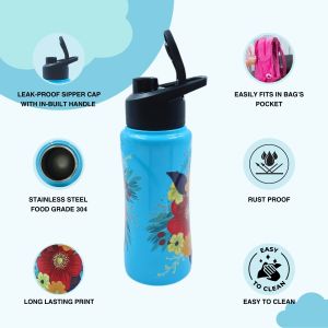 Voik Kiddo Flora Stainless Steel Sipper Water Bottle 500ml